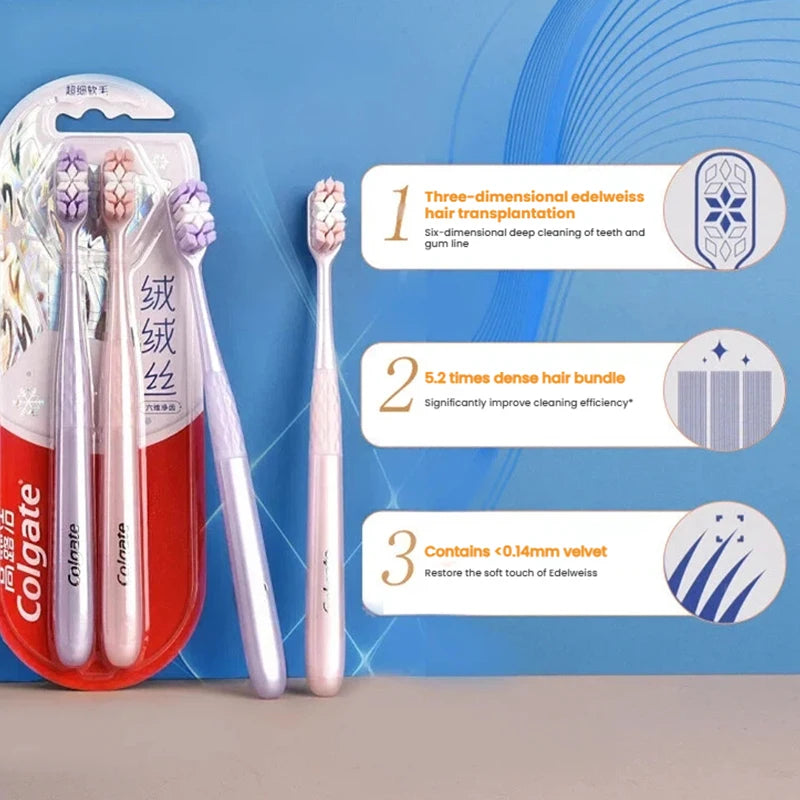 Colgate Soft Bristle Toothbrush Wide Head Ultra Dense Bristles for Gentle Gum Care Uses for Comfortable Daily Brushing Portable