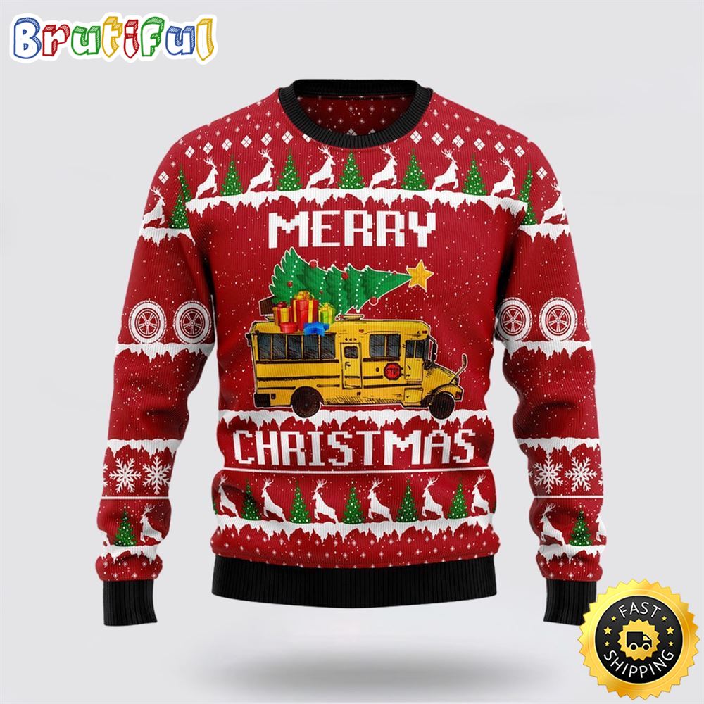 School Bus Merry Christmas Funny Ugly Christmas Sweater Christmas Gift For That Everyone Will Love
