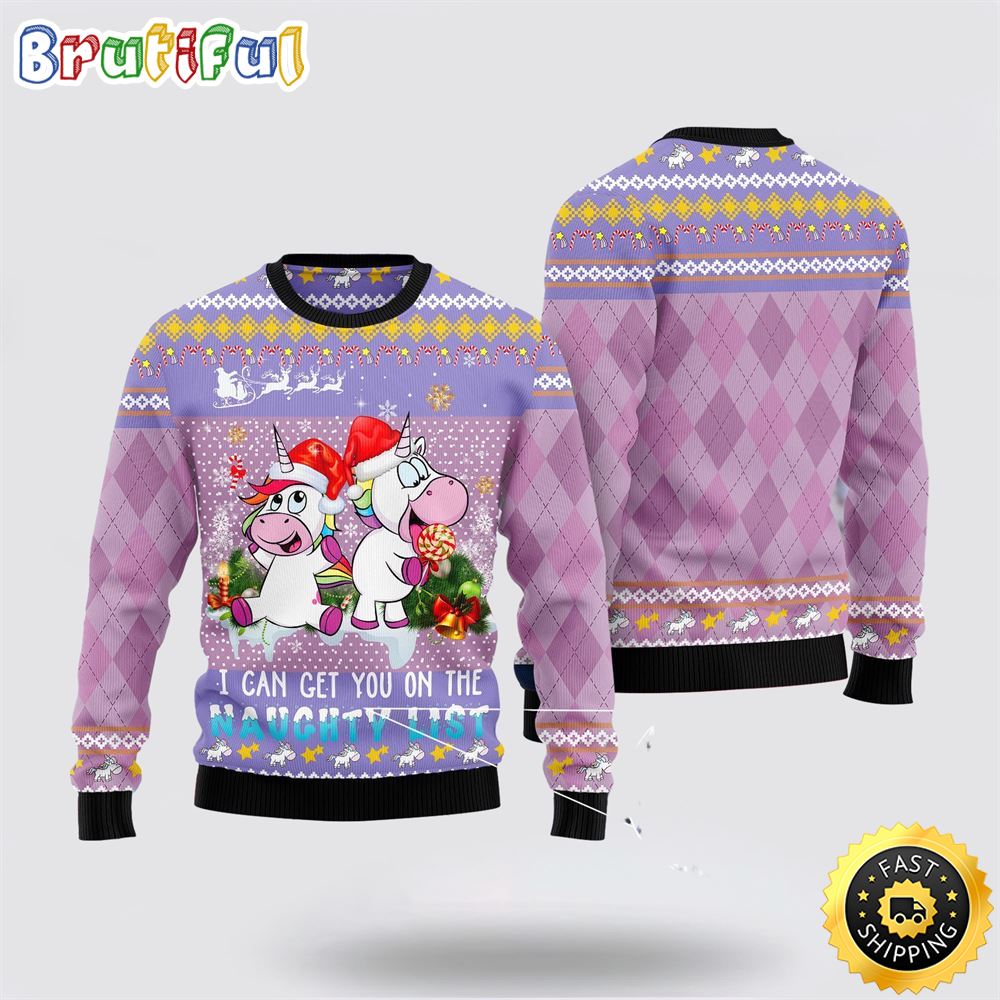 Unicorn Naughty List Ugly Christmas Sweater Perfect Gifts For Friends
